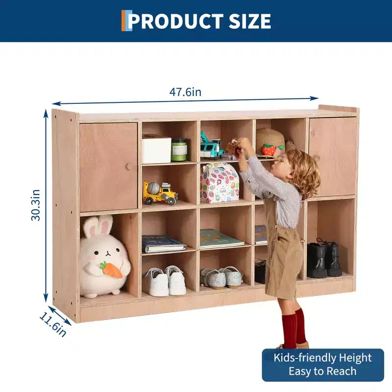 COZONY 47 Mobile Tray Storage Cabinet with 4 Castors, Storage Organizer Cubes with 2 Boxes, Bookshelf for Home, School & Kindergarten