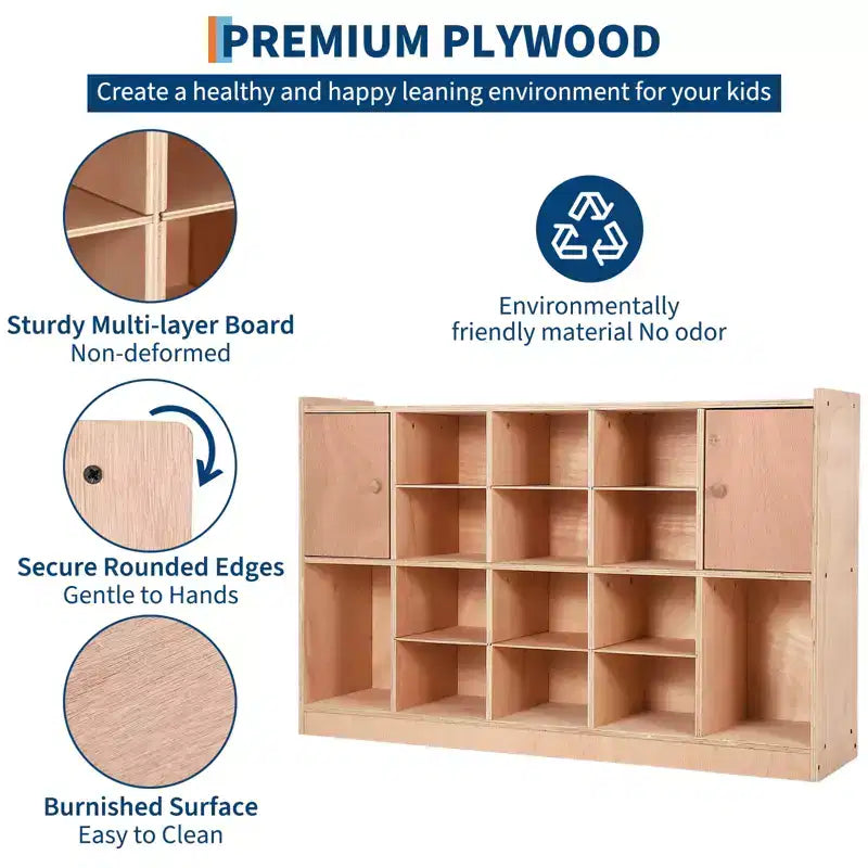 COZONY 47 Mobile Tray Storage Cabinet with 4 Castors, Storage Organizer Cubes with 2 Boxes, Bookshelf for Home, School & Kindergarten