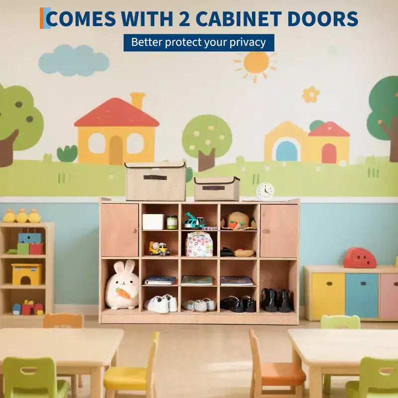 COZONY 47 Mobile Tray Storage Cabinet with 4 Castors, Storage Organizer Cubes with 2 Boxes, Bookshelf for Home, School & Kindergarten