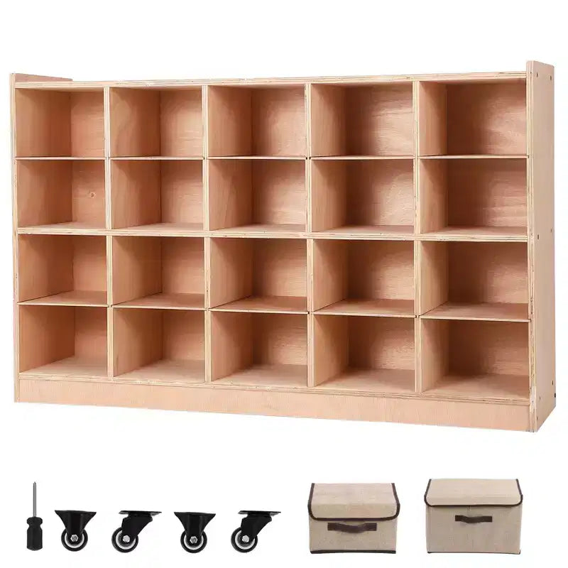 COZONY 47 Mobile Tray Storage Cabinet with 4 Castors, Storage Organizer Cubes with 2 Boxes, Bookshelf for Home, School & Kindergarten