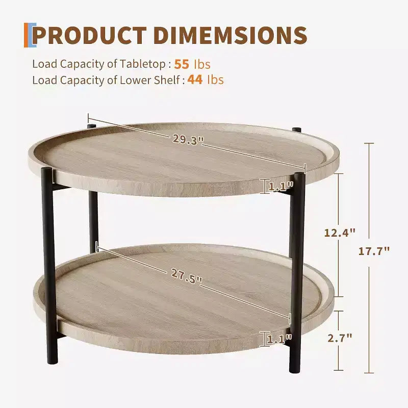 Side Table, 2-Tier Round End Table , Oval Accent Table Nightstand with Steel Frame for Small Spaces, Living Room, Bedroom, Easy to Assemble