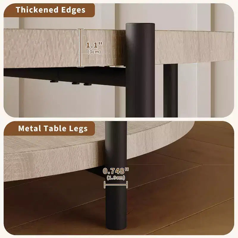 Side Table, 2-Tier Round End Table , Oval Accent Table Nightstand with Steel Frame for Small Spaces, Living Room, Bedroom, Easy to Assemble