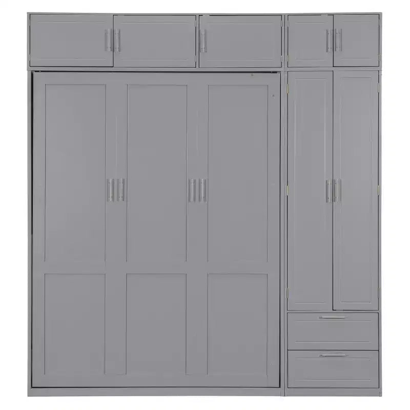 Queen Murphy Bed Wall Bed with Wardrobe, Queen Size Cabinet Bed Folding Wall Bed with Storage Cabinet and Shelves for Guest Room