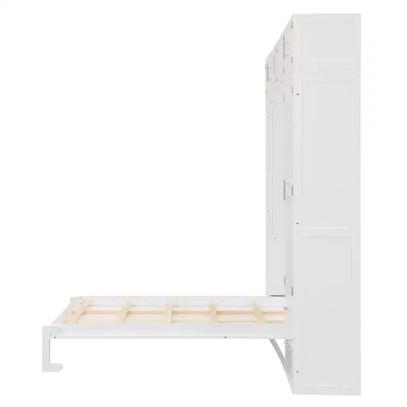 Queen Murphy Bed Wall Bed with Wardrobe, Queen Size Cabinet Bed Folding Wall Bed with Storage Cabinet and Shelves for Guest Room