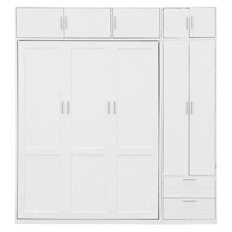 Queen Murphy Bed Wall Bed with Wardrobe, Queen Size Cabinet Bed Folding Wall Bed with Storage Cabinet and Shelves for Guest Room