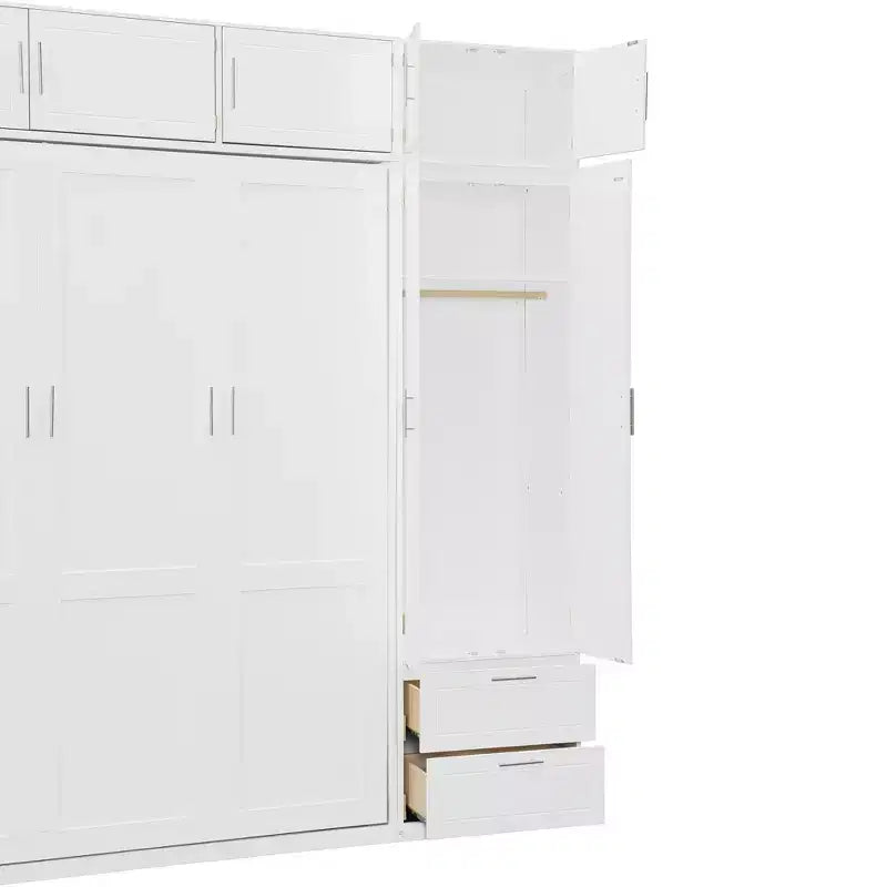Queen Murphy Bed Wall Bed with Wardrobe, Queen Size Cabinet Bed Folding Wall Bed with Storage Cabinet and Shelves for Guest Room