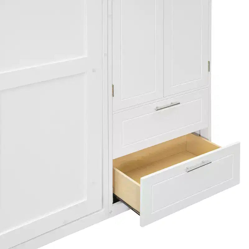 Queen Murphy Bed Wall Bed with Wardrobe, Queen Size Cabinet Bed Folding Wall Bed with Storage Cabinet and Shelves for Guest Room