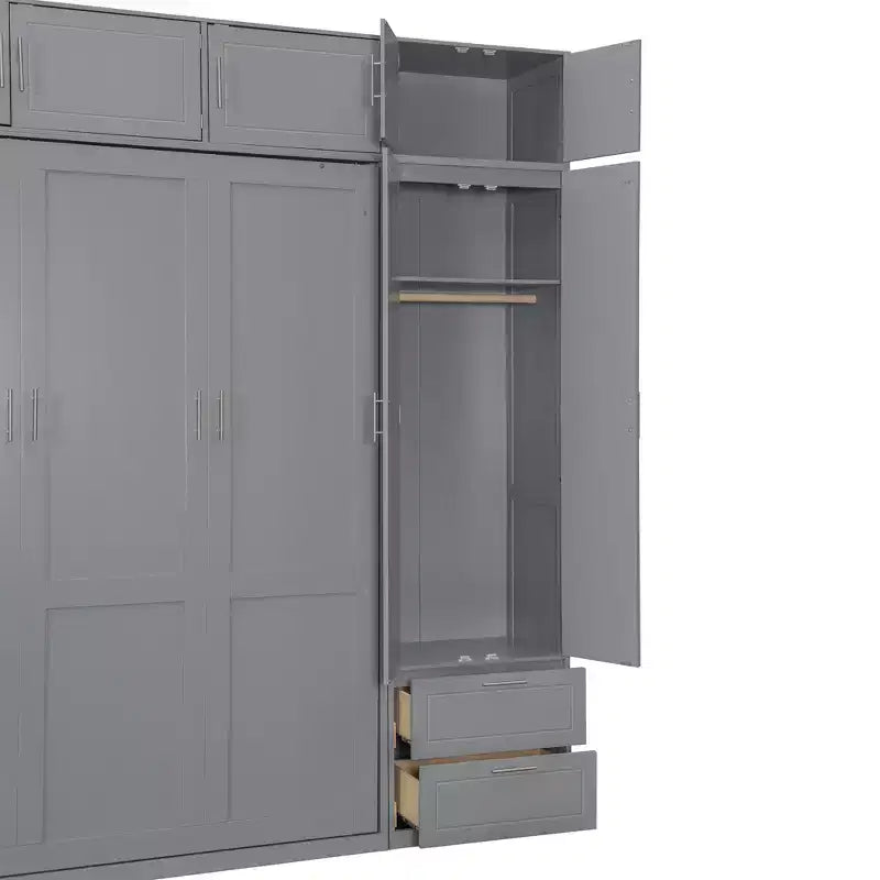 Queen Murphy Bed Wall Bed with Wardrobe, Queen Size Cabinet Bed Folding Wall Bed with Storage Cabinet and Shelves for Guest Room