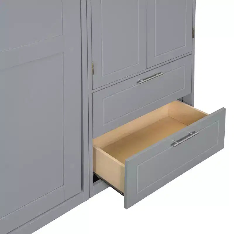 Queen Murphy Bed Wall Bed with Wardrobe, Queen Size Cabinet Bed Folding Wall Bed with Storage Cabinet and Shelves for Guest Room