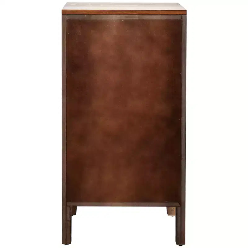 eHemco Tropical Monstera Door Accent End Table, Modern Retro Style, 16.5 x 14 x 31 Inches, Antique Walnut Finish