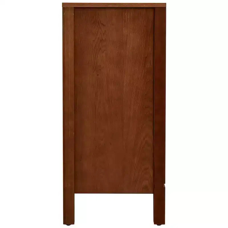 eHemco Tropical Monstera Door Accent End Table, Modern Retro Style, 16.5 x 14 x 31 Inches, Antique Walnut Finish
