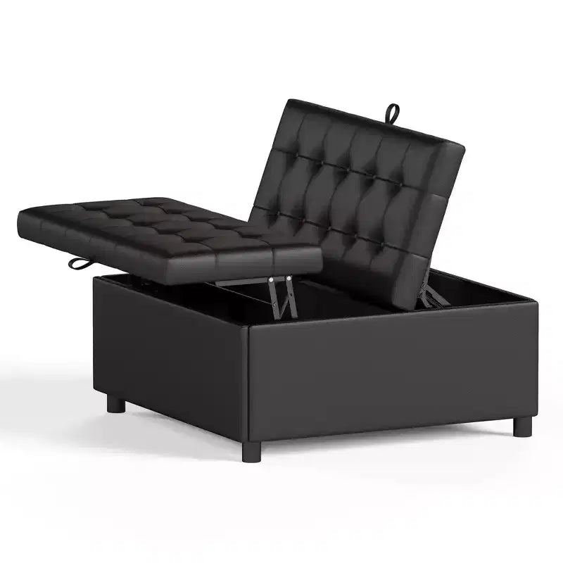 TYBOATLE 35.5 Inch Square Ottoman with Storage, Large Ottoman Coffee Table, 500 lb Large Ottoman with Storages for Living Room, Black
