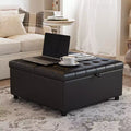 TYBOATLE 35.5 Inch Square Ottoman with Storage, Large Ottoman Coffee Table, 500 lb Large Ottoman with Storages for Living Room, Black