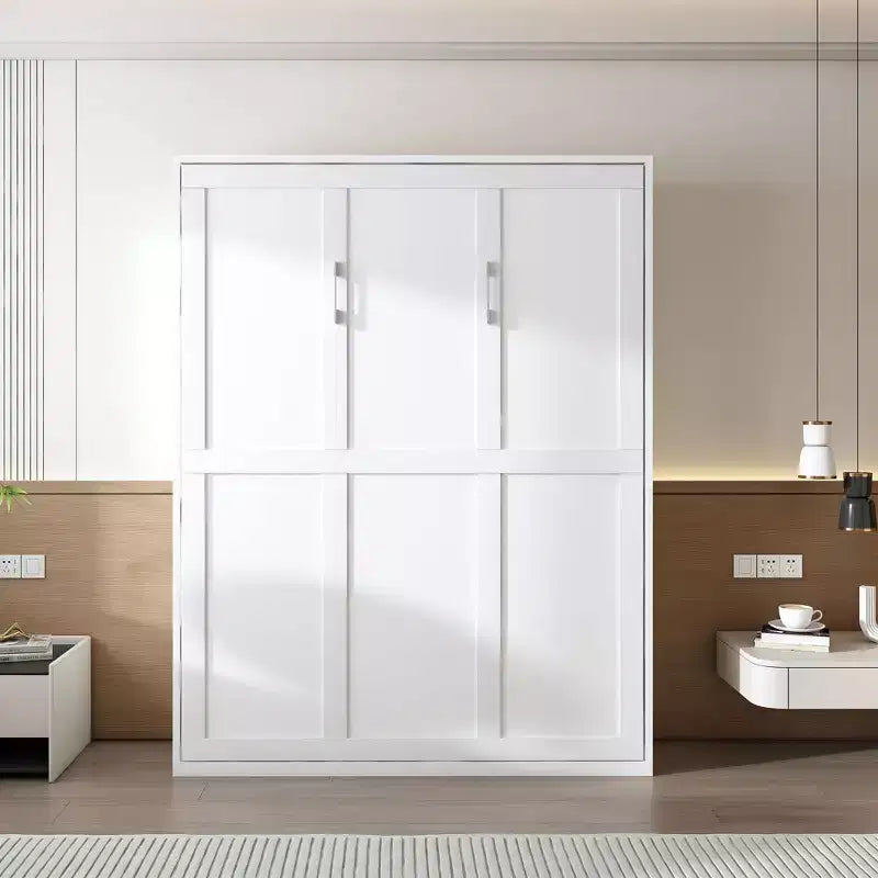 GDFStudio Elisha Modern Wall-Mounted Murphy Bed with Cabinet Design, Hydraulic Lift System