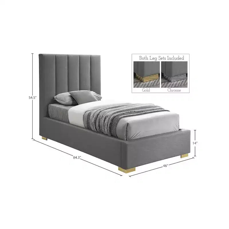 Meridian Furniture,Pierce Linen Textured Fabric Bed