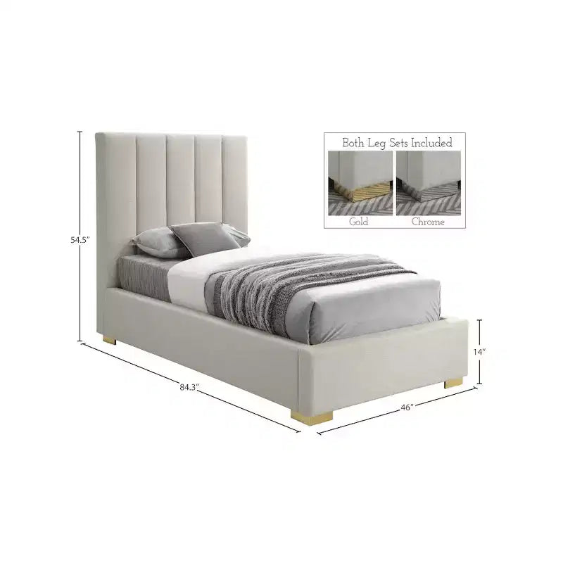 Meridian Furniture,Pierce Linen Textured Fabric Bed