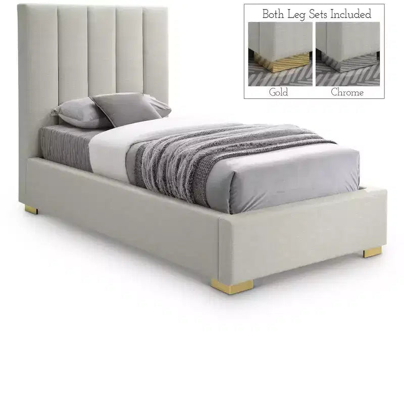 Meridian Furniture,Pierce Linen Textured Fabric Bed