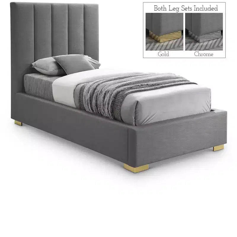 Meridian Furniture,Pierce Linen Textured Fabric Bed