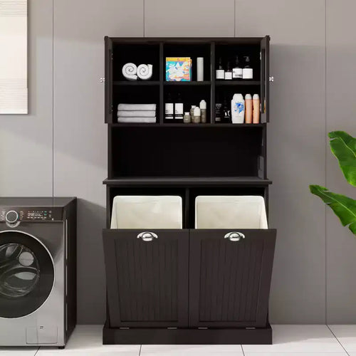 Double-Compartment Bathroom Storage Cabinets with 2 Adjustable Shelves, Suitable for Bedrooms and Bathrooms