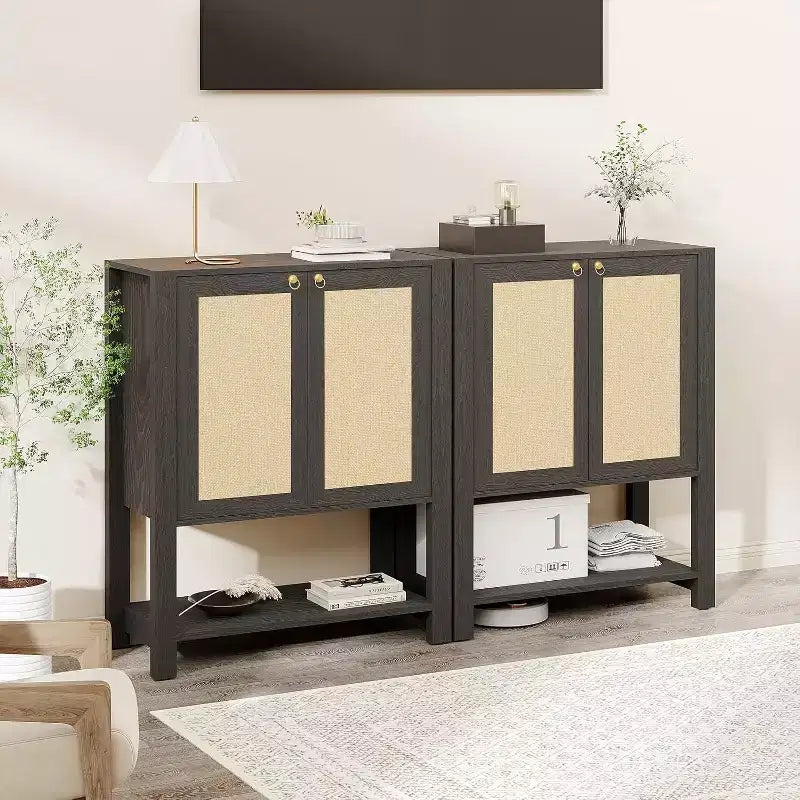 Shoe Storage Cabinet, Farmhouse Shoe Cabinet for Entryway, 5-Tier Shoe Organizer with Doors and Shelves, Narrow Hidden Freestanding Shoe Rack Cabinet