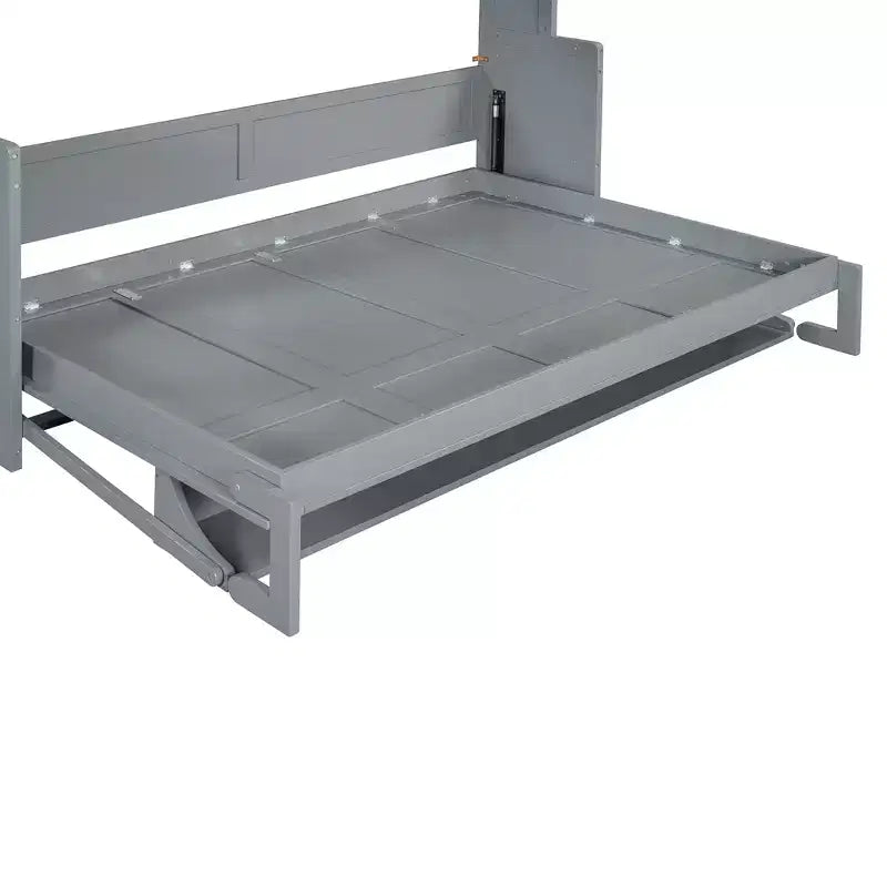 Full/Queen Murphy Bed Wall Bed with Hydraulic Lift, Wood Cabinet Bed Folding Wall Bed with Desk for Guest Room Office