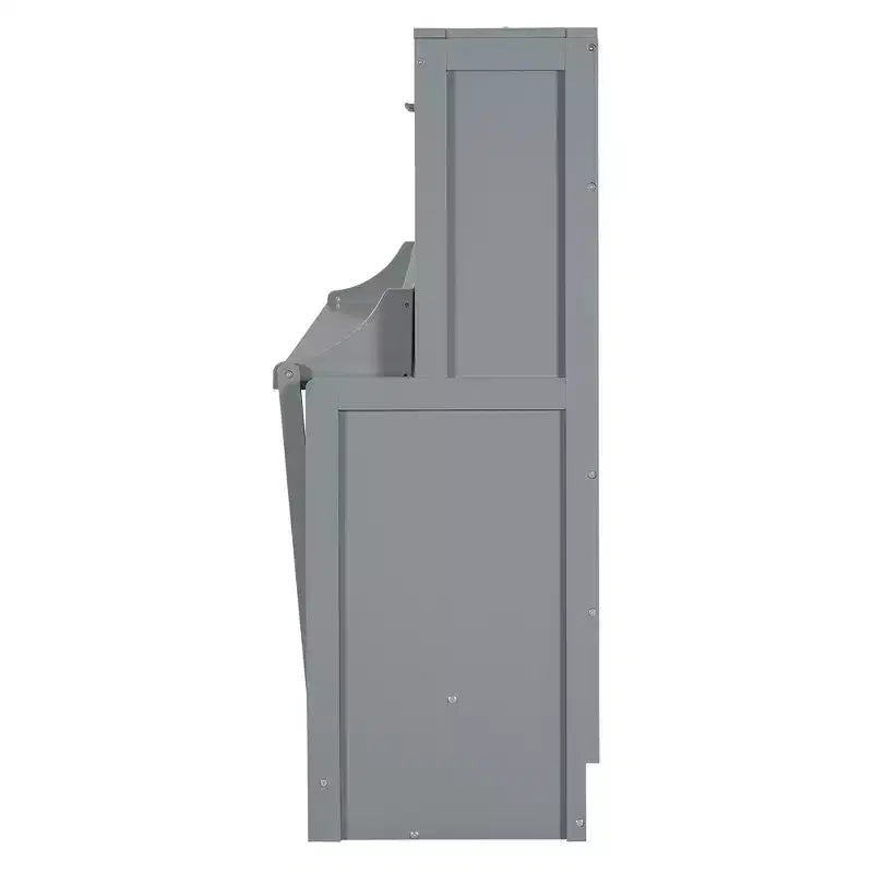Full/Queen Murphy Bed Wall Bed with Hydraulic Lift, Wood Cabinet Bed Folding Wall Bed with Desk for Guest Room Office