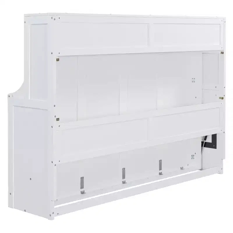 Full/Queen Murphy Bed Wall Bed with Hydraulic Lift, Wood Cabinet Bed Folding Wall Bed with Desk for Guest Room Office