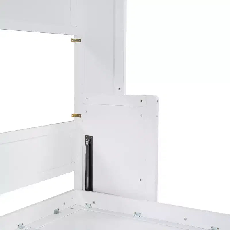 Full/Queen Murphy Bed Wall Bed with Hydraulic Lift, Wood Cabinet Bed Folding Wall Bed with Desk for Guest Room Office