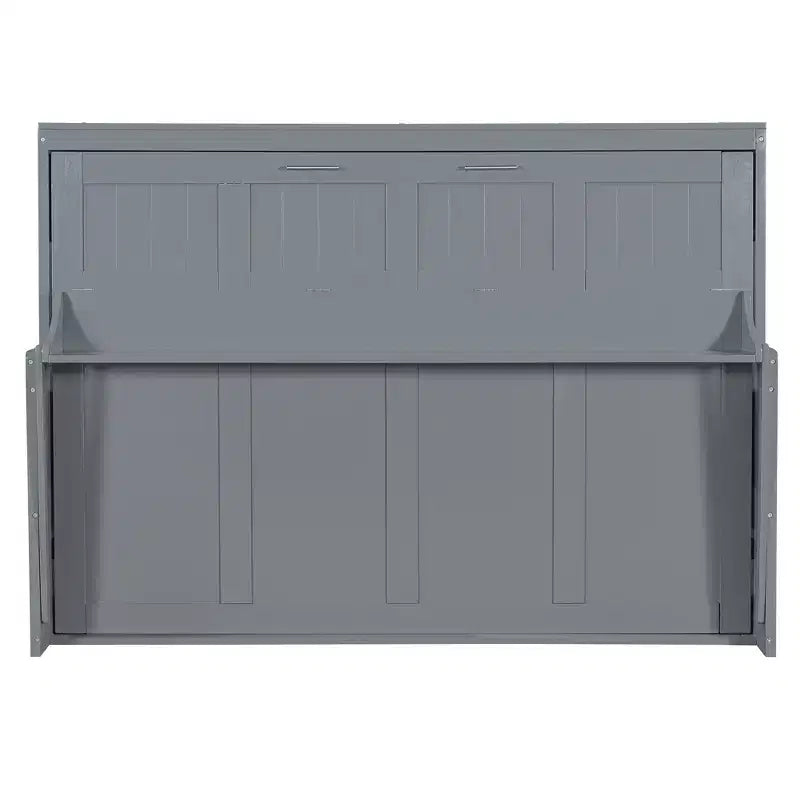 Full/Queen Murphy Bed Wall Bed with Hydraulic Lift, Wood Cabinet Bed Folding Wall Bed with Desk for Guest Room Office