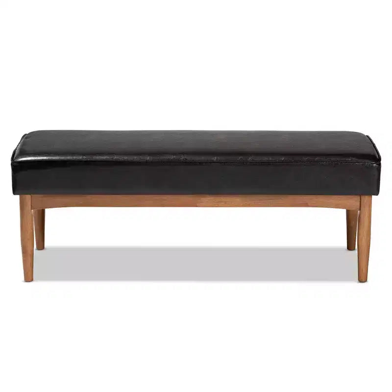 Arvid Faux Leather Upholstered Wood Dining Bench Dark Brown/Walnut - Baxton Studio