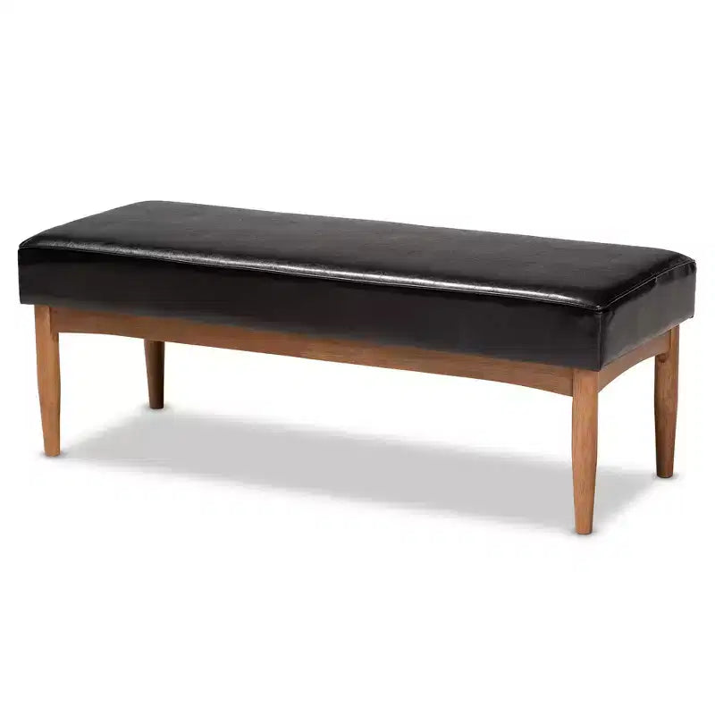 Arvid Faux Leather Upholstered Wood Dining Bench Dark Brown/Walnut - Baxton Studio