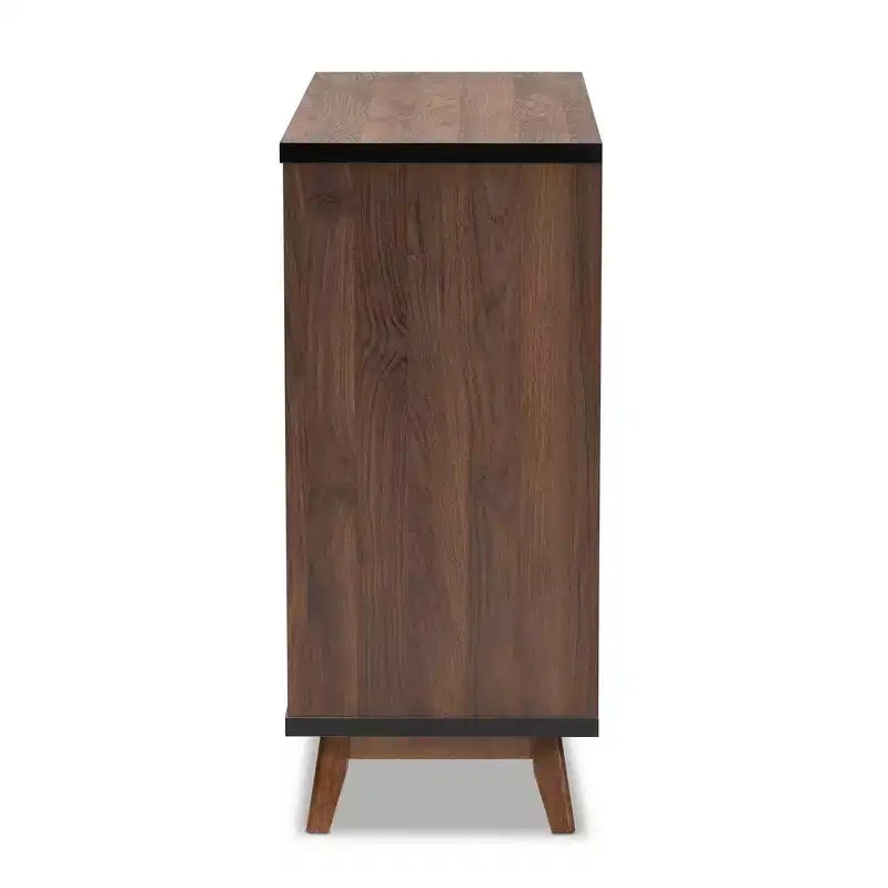 Margo Two-Tone Finished Wood Wine Storage Cabinet Walnut/Black - Baxton Studio