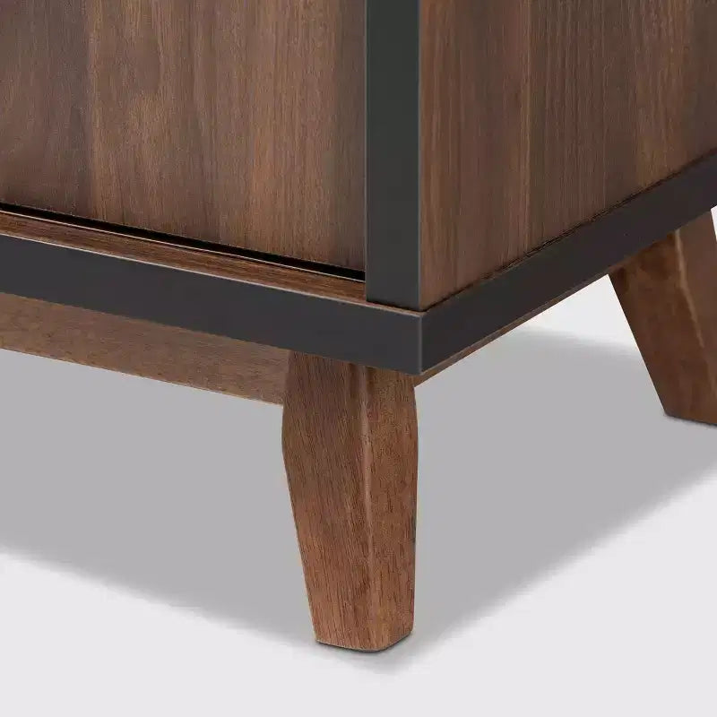 Margo Two-Tone Finished Wood Wine Storage Cabinet Walnut/Black - Baxton Studio