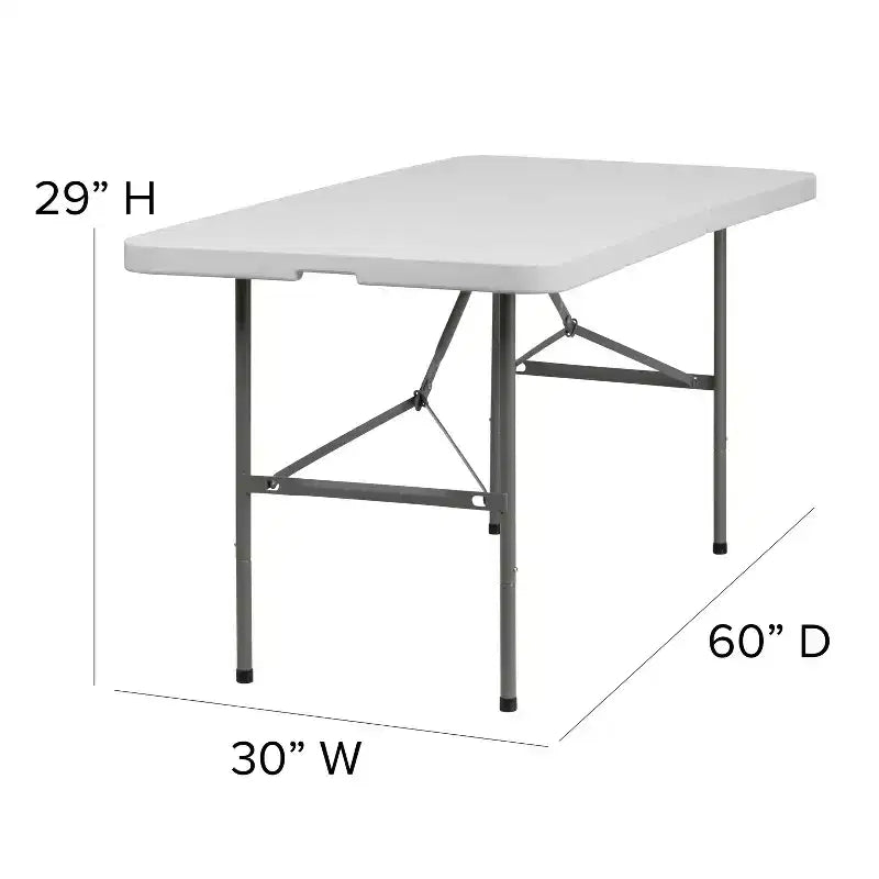 Flash Furniture 5-Foot Bi-Fold Granite White Plastic Folding Table